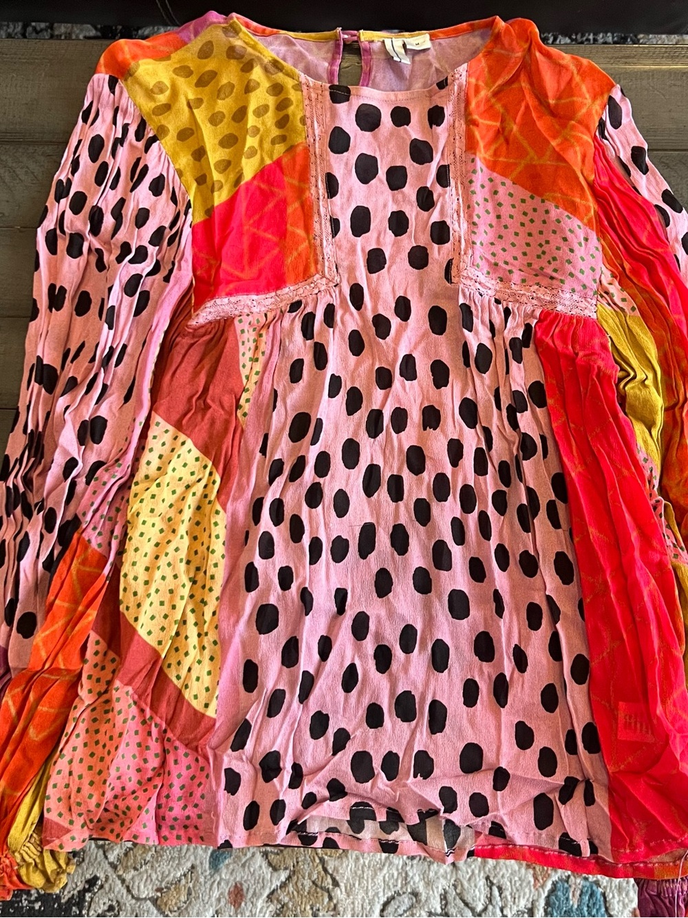 Anthropologie Mixed-Print Peasant Blouse - Picture 2 of 4